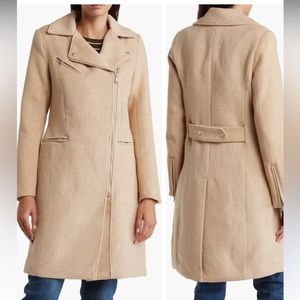 Avec Les Filles Twill Moto Camel Colored Coat